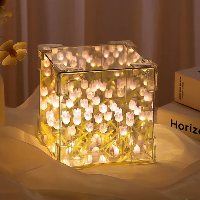 Cube Tulip Night Lamp  Led Decorative Nights Lamp for Bedroom