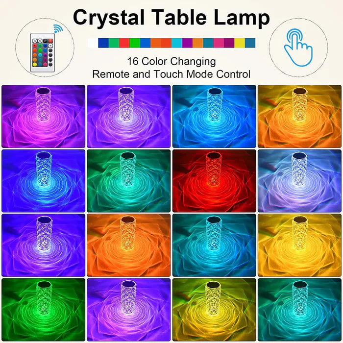 Crystal Touch Night Light - Rose Diamond Table Lamp