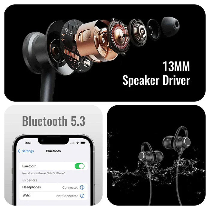 Magnetic ON-OFF Earbuds Neckband Bluetooth Headset | Fast Charge | High Bass