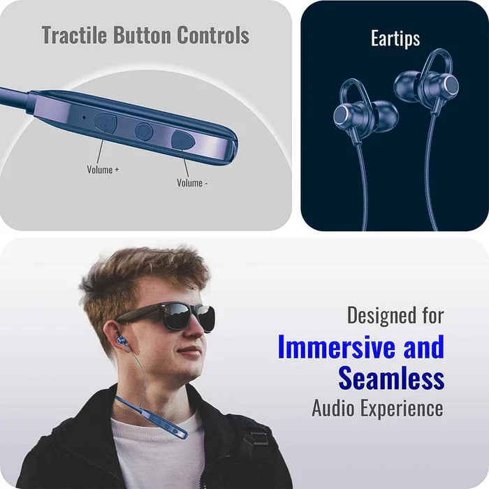 Magnetic ON-OFF Earbuds Neckband Bluetooth Headset | Fast Charge | High Bass