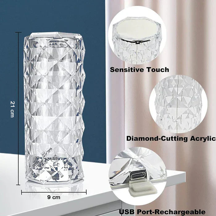 Crystal Touch Night Light - Rose Diamond Table Lamp