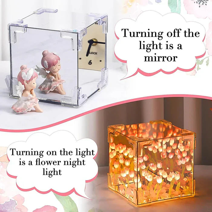 Cube Tulip Night Lamp  Led Decorative Nights Lamp for Bedroom