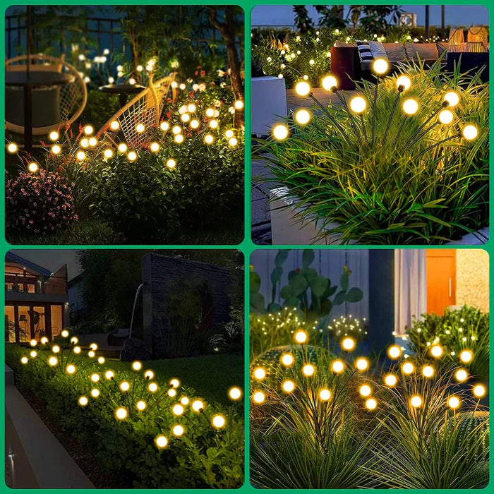 Solar Garden Lights - Solar-Powered Firefly Lamps (2 PCS Set, 12 LED Warm Light)