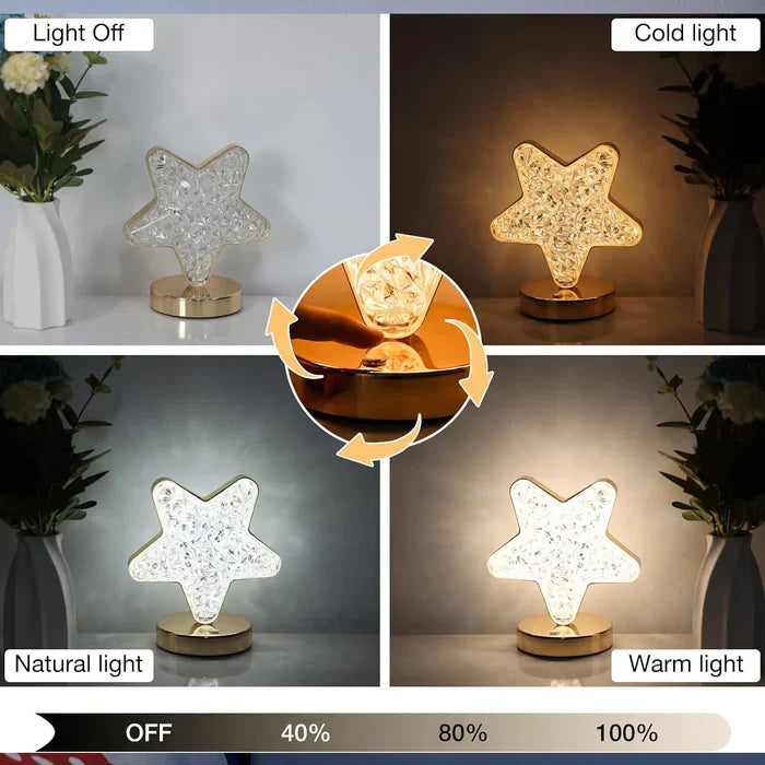 Star Shape Crystal Diamond Cordless Luxury Lamp