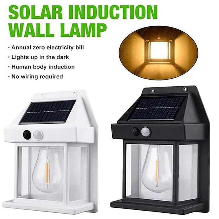 Solar Wall Lantern with Motion Sensor | Outdoor Wireless Dusk to Dawn Porch Light