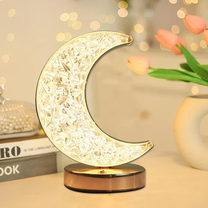 Crystal Table Lamp | Moon Shape Touch Control Lamp