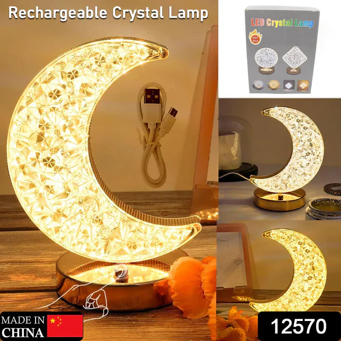 Crystal Table Lamp | Moon Shape Touch Control Lamp