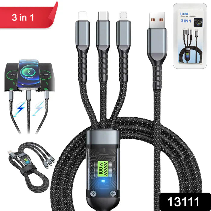 3-in-1 Super Fast Charging Cable 100w